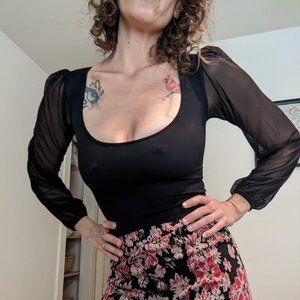 Free People Sheer Sleeve Top